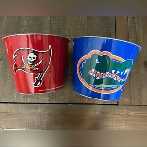 Red Buccaneers and Blue Gators Sports Logo Beer Buckets